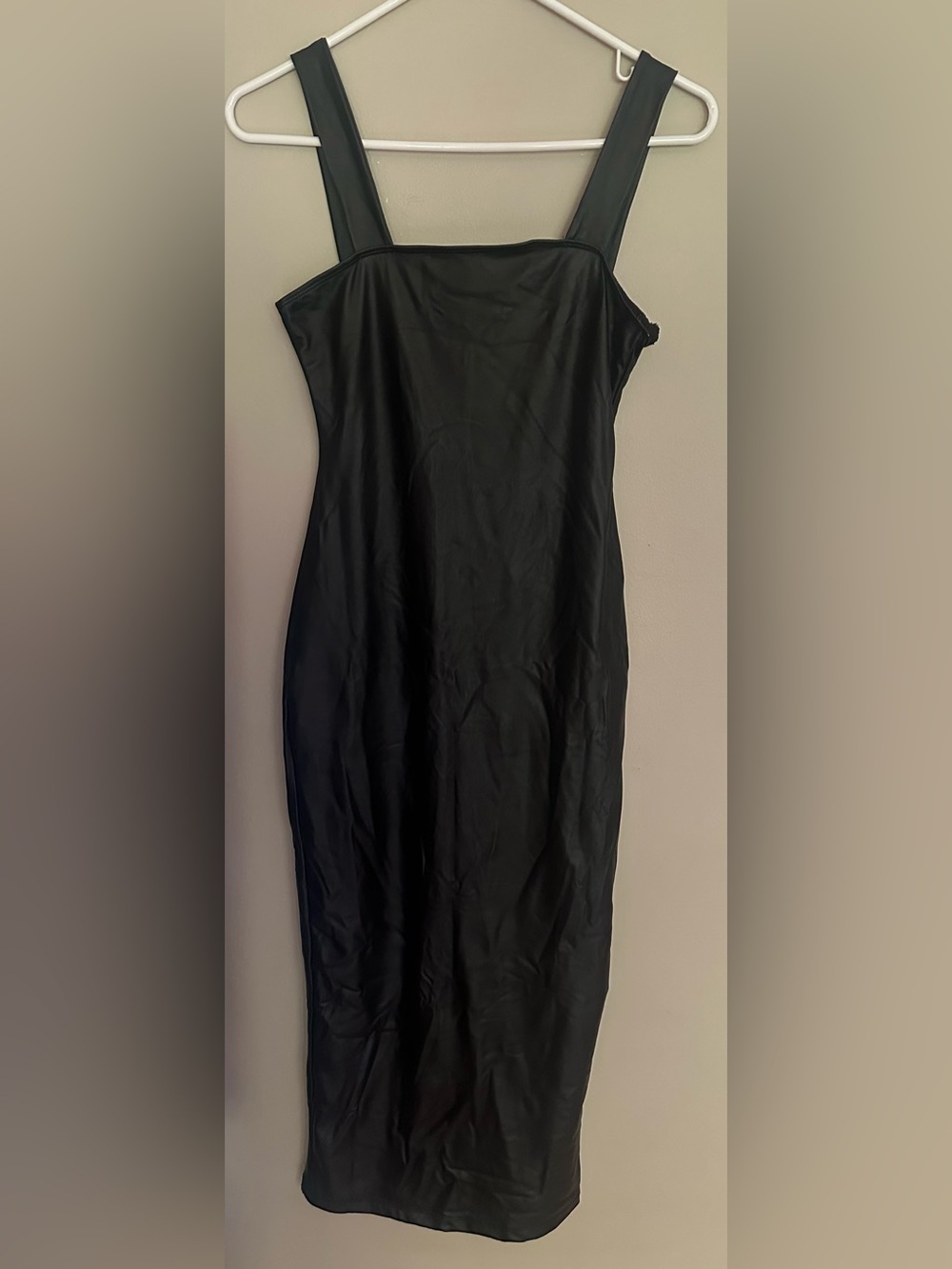 SHEIN SXY size SMALL, BLACK Midi Square-Neck Dress with Wide Straps